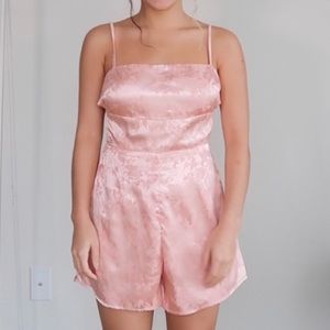 pink silk romper